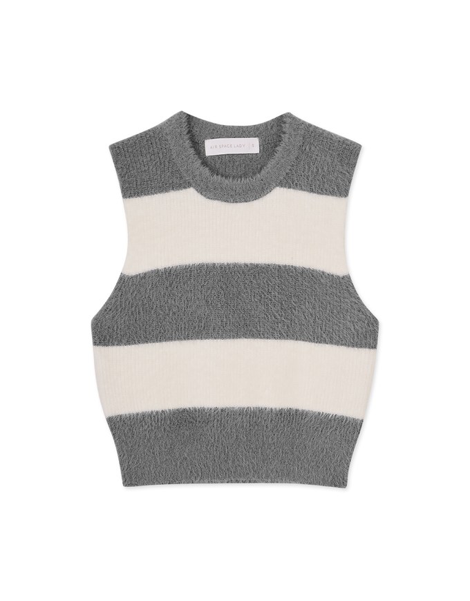 Thick Striped Fleece Knit Tank Top