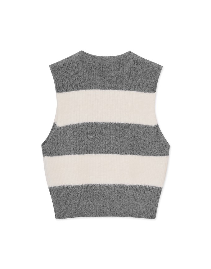 Thick Striped Fleece Knit Tank Top