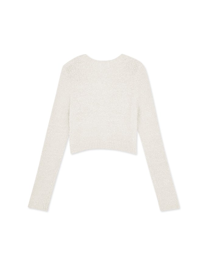 Pearl Button Fluffy Velvet Knit Top Cardigan