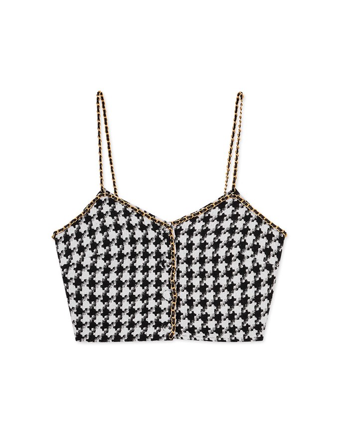 Chic Gold Chain HoundStooth Vest