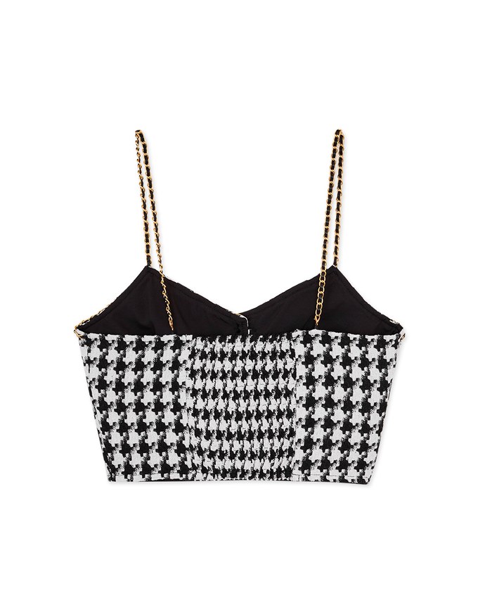 Chic Gold Chain HoundStooth Vest