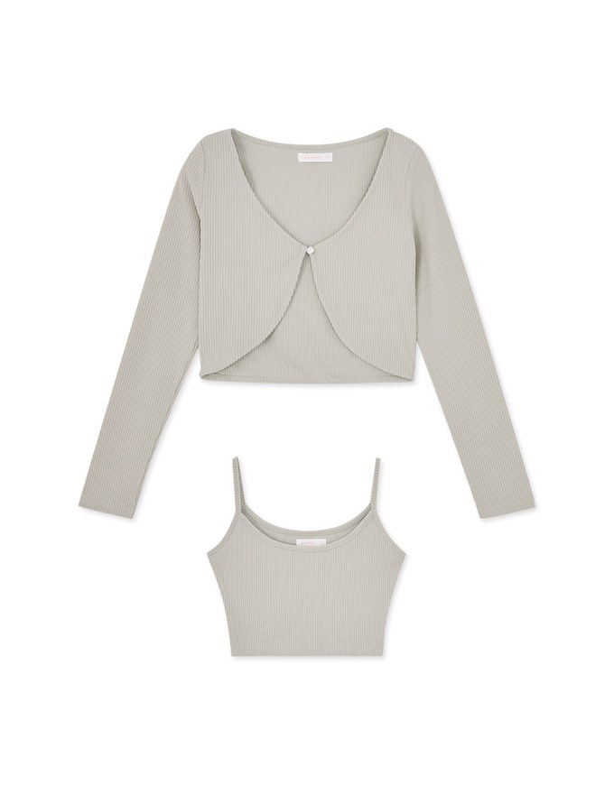 Two Piece Silver Button Knit Top
