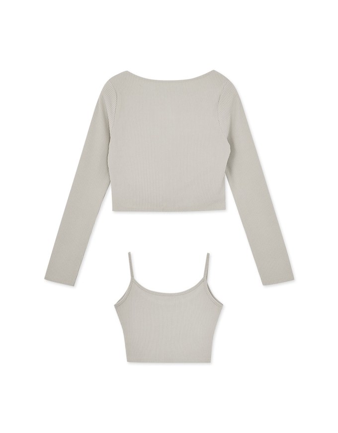 Two Piece Silver Button Knit Top