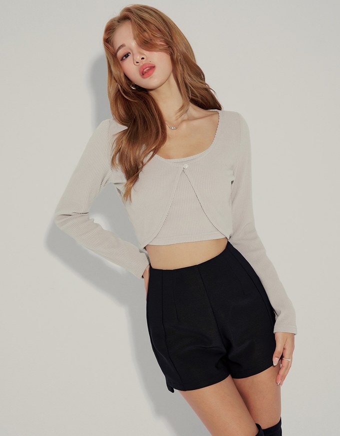 Two Piece Silver Button Knit Top