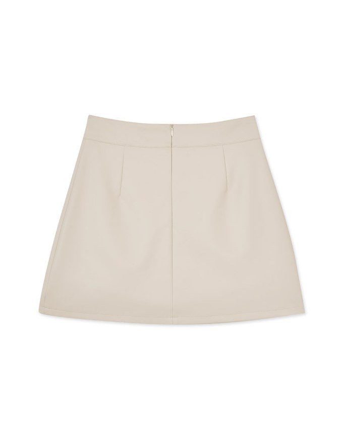 Casual Faux Leather Zipper Slit Mini Skirt