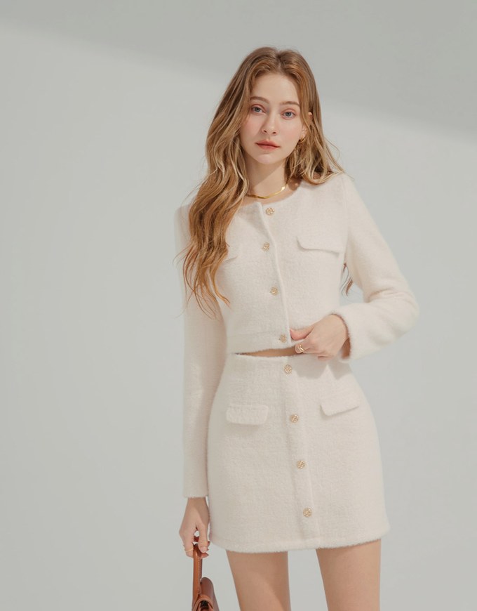 Fluffy Faux Fur Mini Skirt with Elastic Waistband