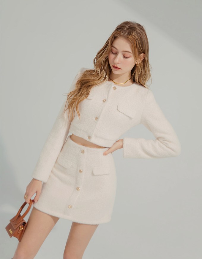Fluffy Faux Fur Mini Skirt with Elastic Waistband
