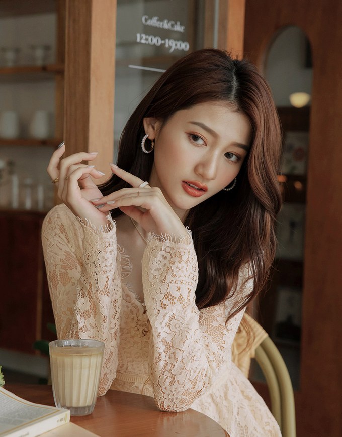 V-Neck Lace Translucent Mini Dress