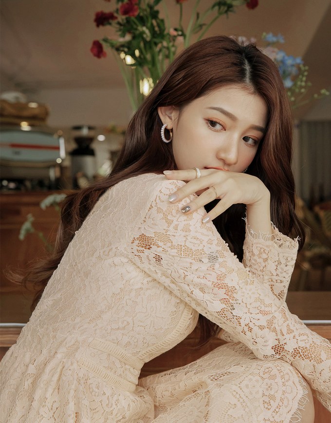 V-Neck Lace Translucent Mini Dress