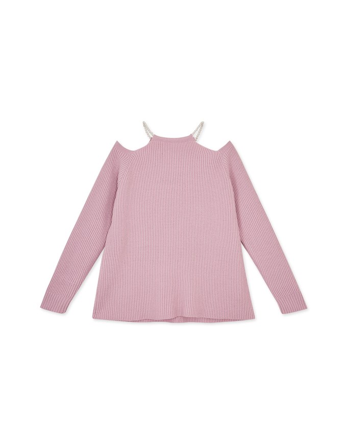 Pearl Chain Off Shoulder Knitted Dress