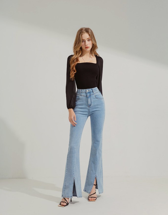 Pearl Chain Halter Neck Panel Knit Top