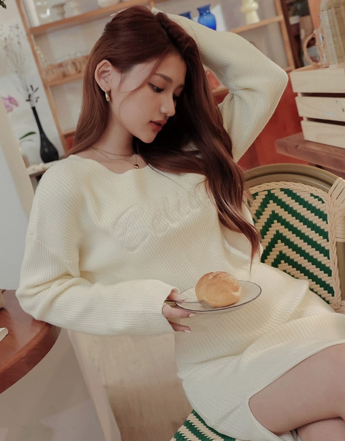 Textured Embroidered Knit Top