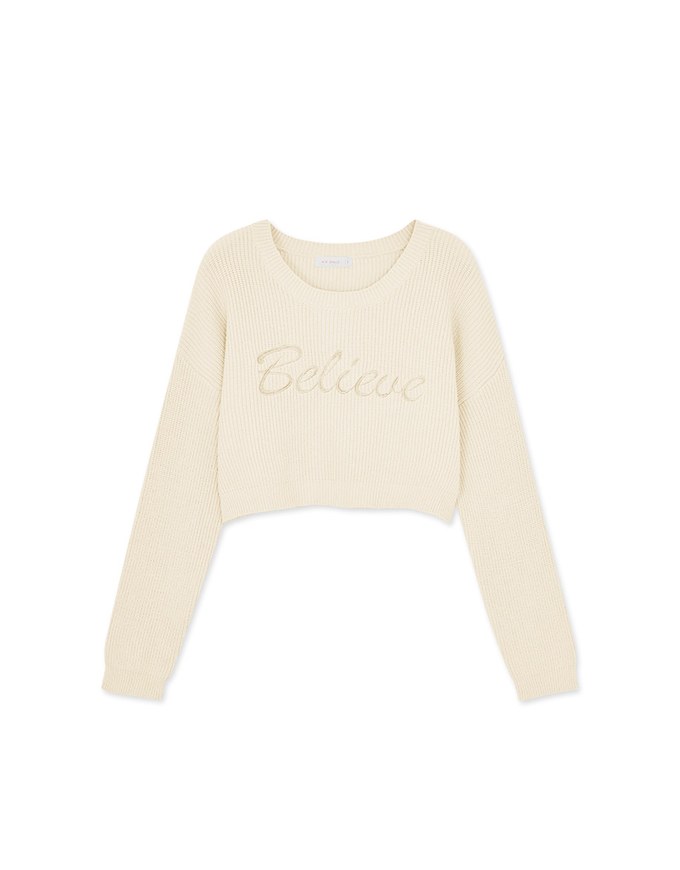 Textured Embroidered Knit Top