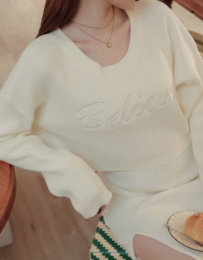 Textured Embroidered Knit Top