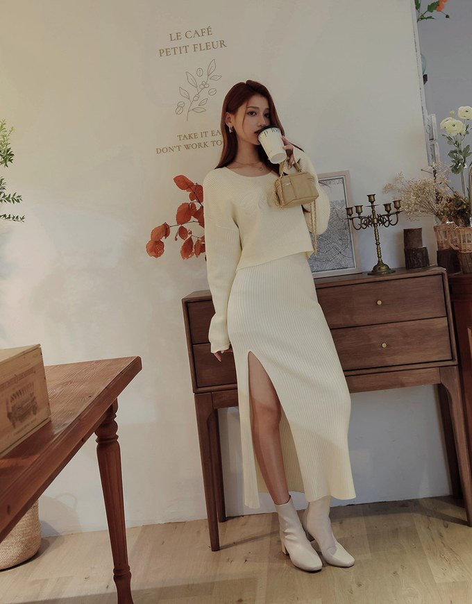 Textured Embroidered Knit Top