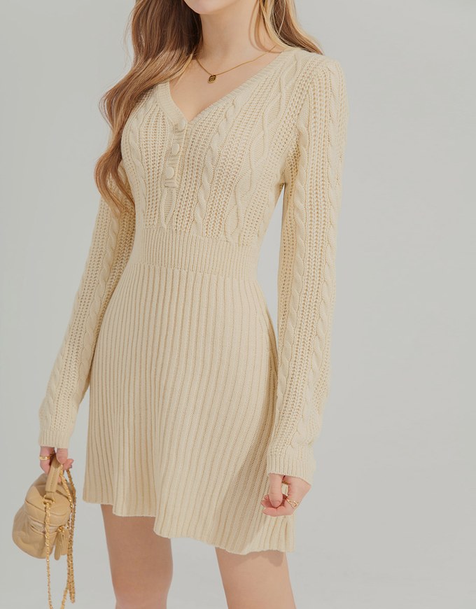 V-Neck Twisted Bodycons Mini Dress