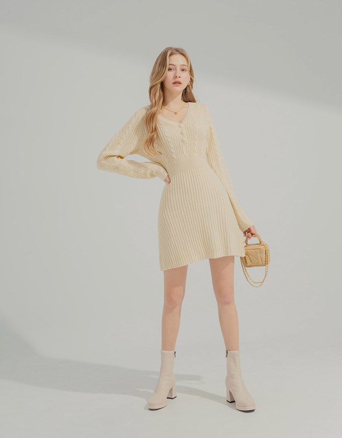 V-Neck Twisted Bodycons Mini Dress