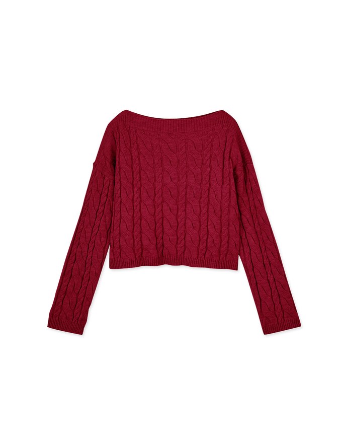 Off-Shoulder Twisted Knit Top