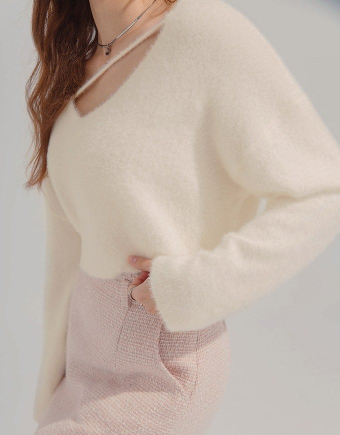 2WAY Hollow Fleece Knit Top