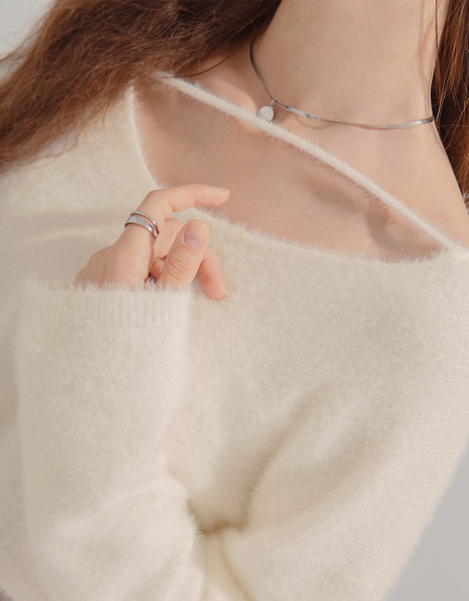 2WAY Hollow Fleece Knit Top
