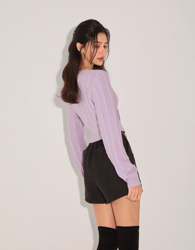 Intellectual Cross V-Neck Knit Top