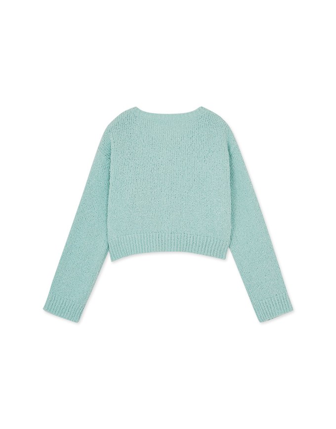 Puffy Knit Button Up Top