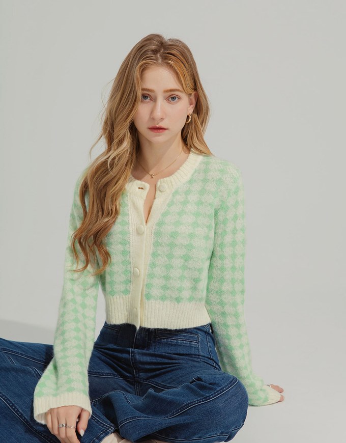 Argyle Plaid Knit Top