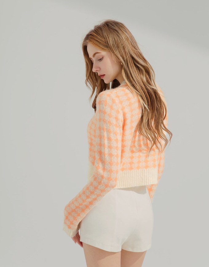 Argyle Plaid Knit Top