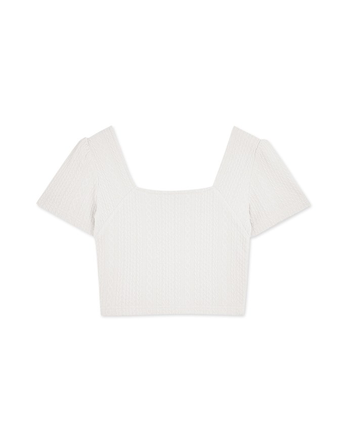 Sweetheart Neck Textured Short Sleeve Top