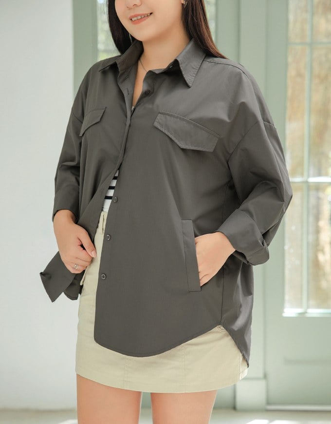 Anti-Wrinkle Iron Free Loose Long Blouse Shirt