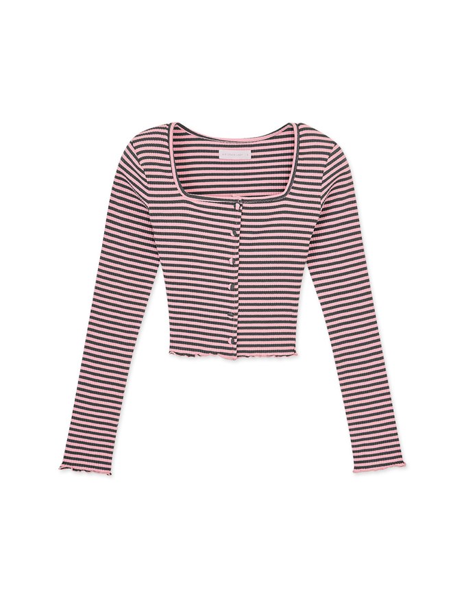 Striped Square Neck Top (With Shoulder Pads)