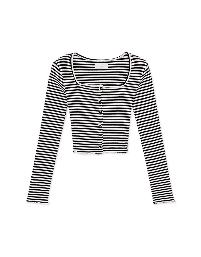 Striped Square Neck Top (With Shoulder Pads)