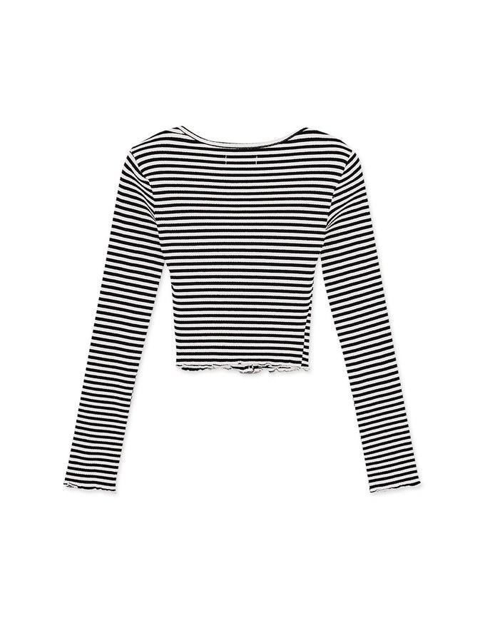 Striped Square Neck Top (With Shoulder Pads)