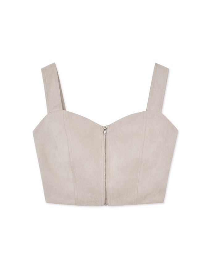 Peach Suede Wide Shoulder Zipper Vest (with padding)