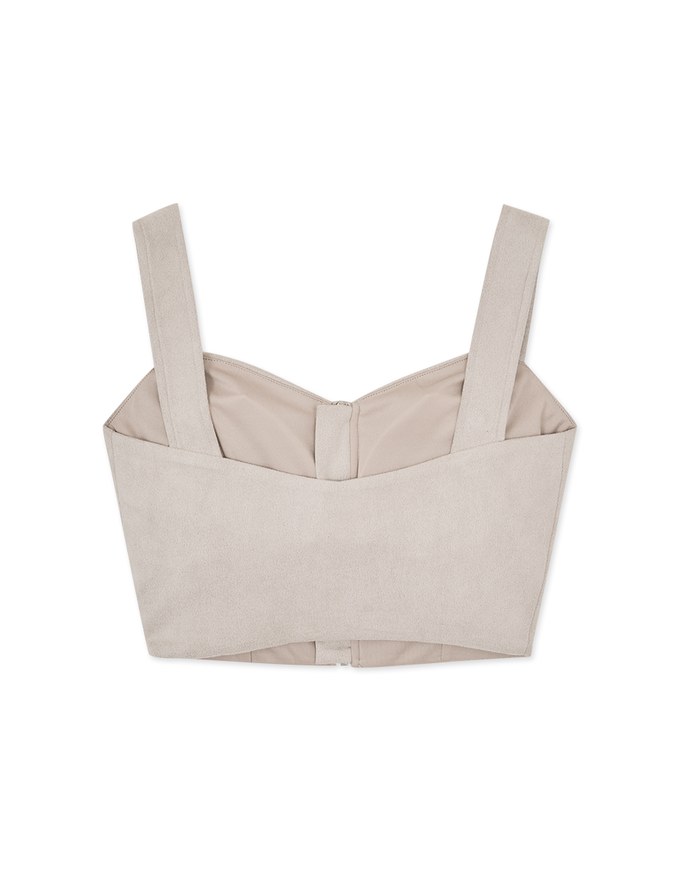 Peach Suede Wide Shoulder Zipper Vest (with padding)