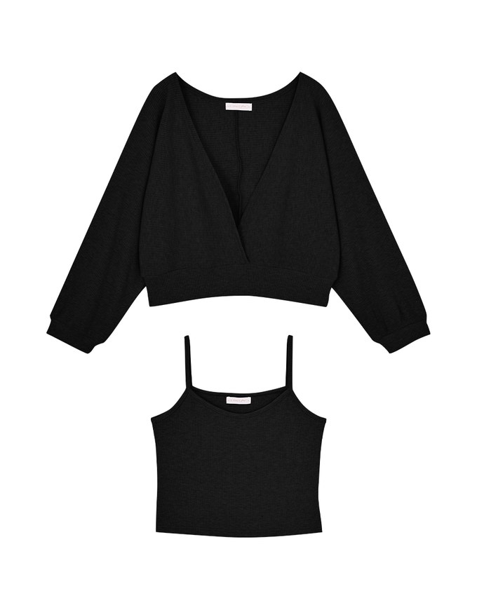 2 Piece V-Neck Knit Top