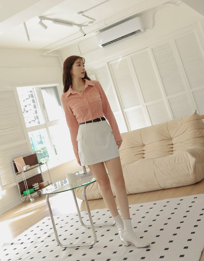 Lapel Double-Pocket Corduroy Shirt