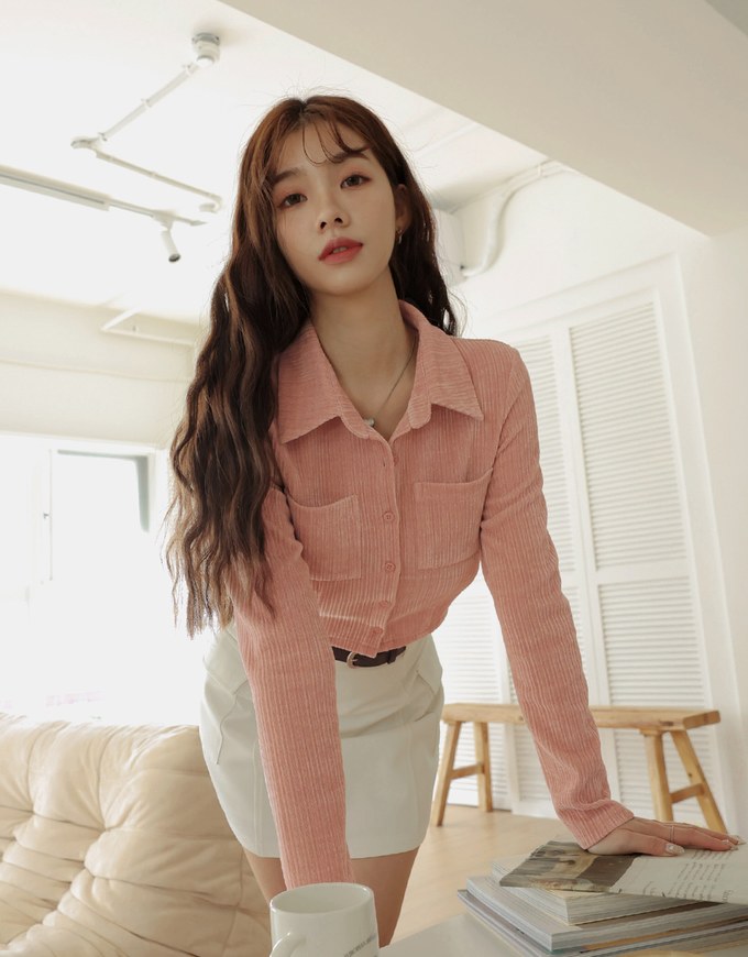 Lapel Double-Pocket Corduroy Shirt