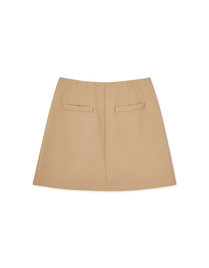 High Waisted Side Button Slit Skirt