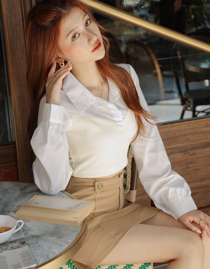 High Waisted Side Button Slit Skirt