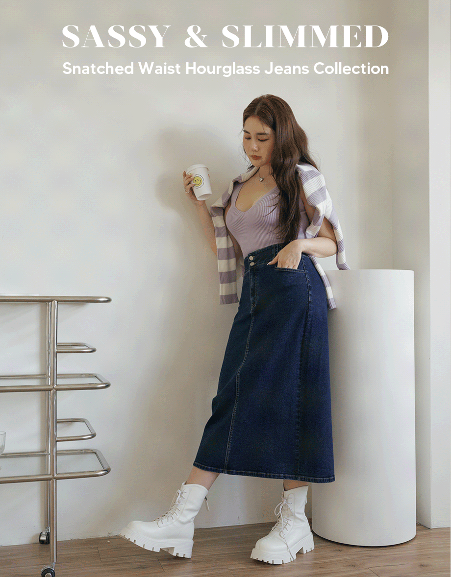 Mermaid Waistline Slit Denim Jeans Maxi Long Skirt