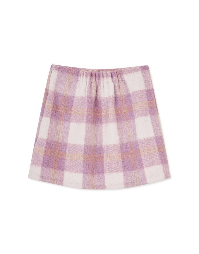 Plush Large Plaid Slit Skirt