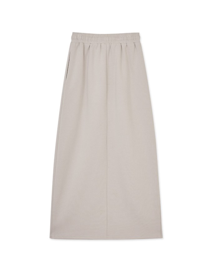 Cotton Drawstring Front Slit Maxi Skirt