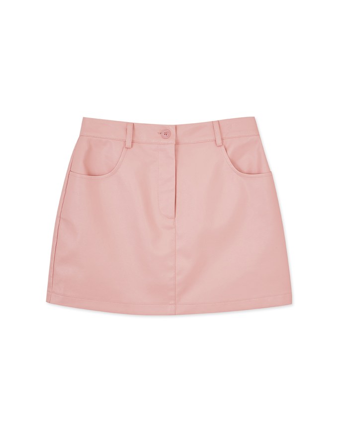Stylish Bright Faux Leather Skirt