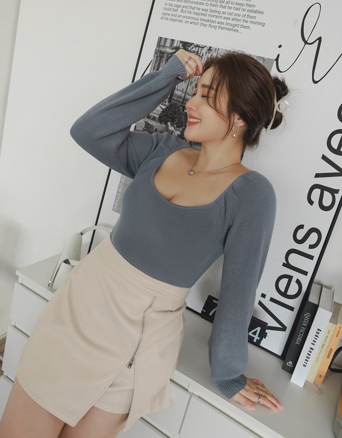 Faux Leather Zipper Slit Skirt