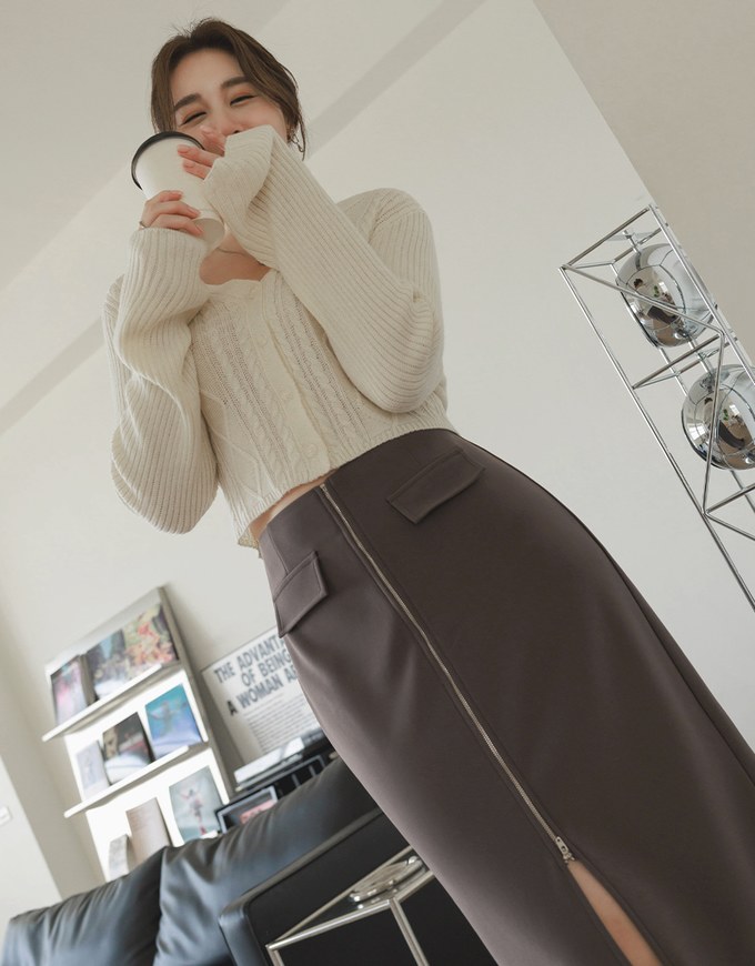 Waist Fitted Slit Maxi Maxi Long Skirt