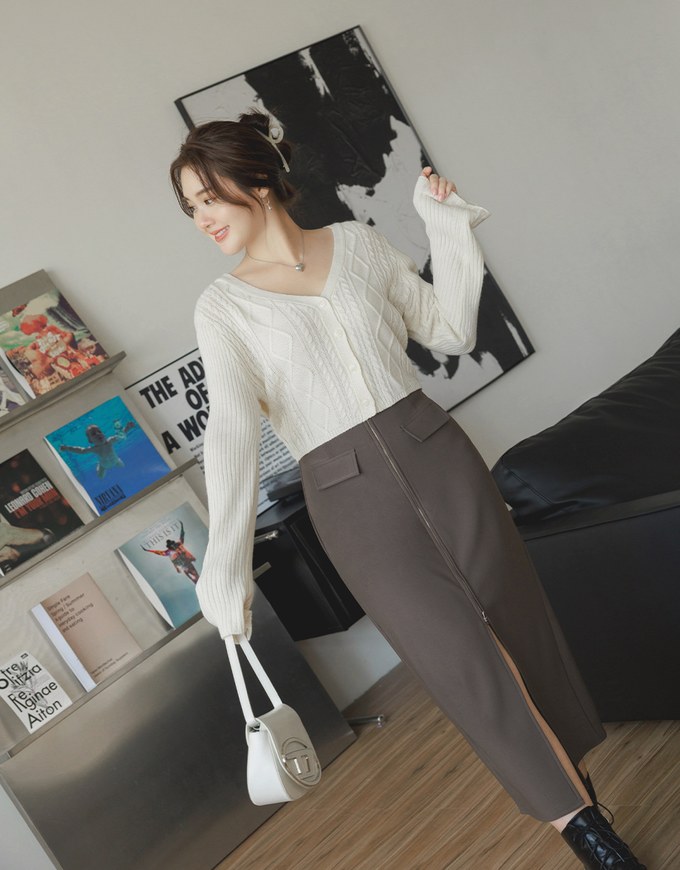 Waist Fitted Slit Maxi Maxi Long Skirt