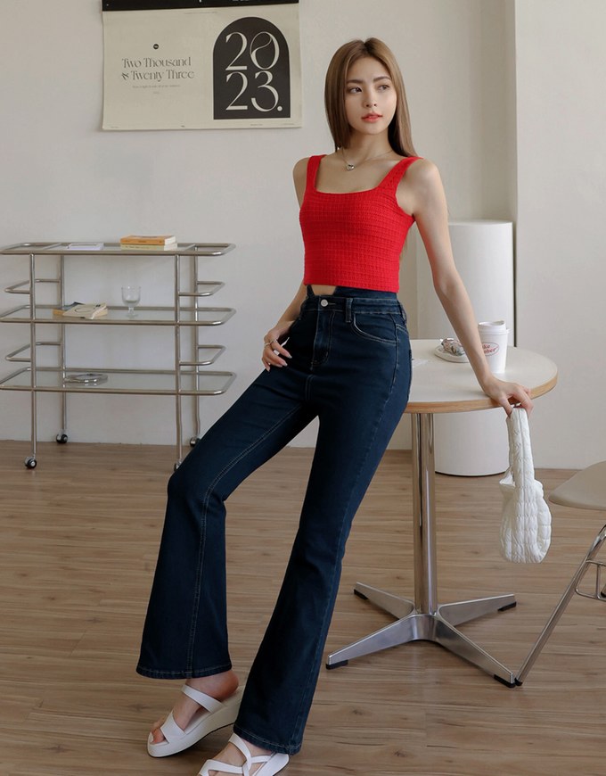 U-shaped Denim Jeans Flare Pants