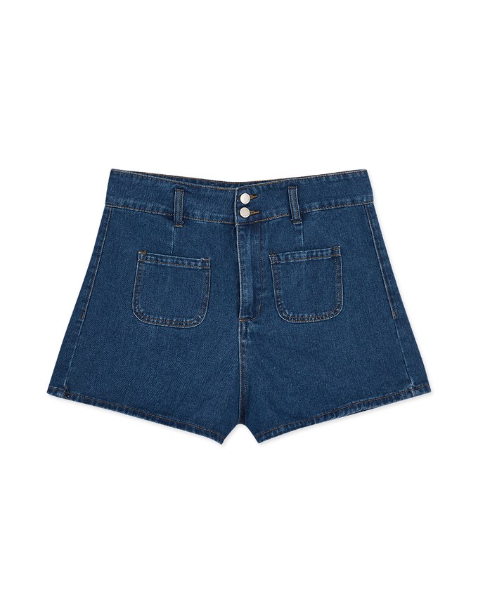 Cinched Waist High Waisted Denim Jeans Shorts