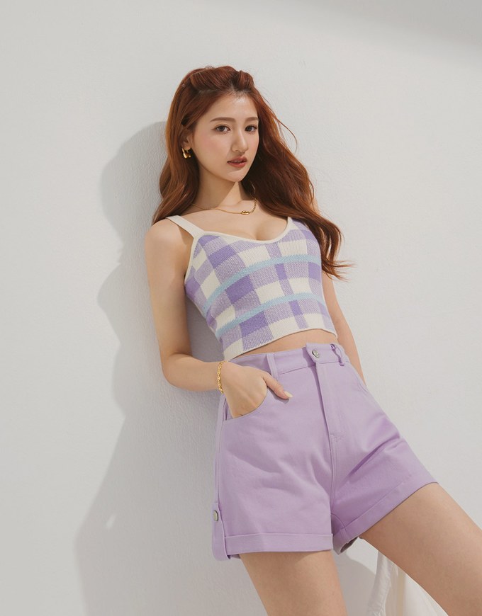 Solid Color High Waisted Shorts